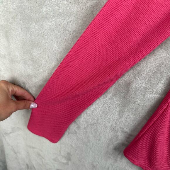 Athleta Wind Down Sleep Top Womens XS Pink Waffle Knit Long Sleeve Loungewear - Picture 4 of 14